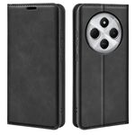 Per Xiaomi Redmi 14C 4G Retro-skin Custodia in pelle con ventosa magnetica (nero)