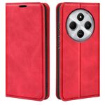 Per Xiaomi Redmi 14C 4G Retro-skin Custodia in pelle con ventosa magnetica (rosso)