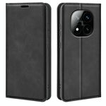 Per Xiaomi Redmi Note 14 Pro+ 5G Retro-skin Custodia in pelle con ventosa magnetica (nero)