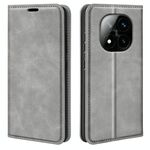 Per Xiaomi Redmi Note 14 Pro+ 5G Retro-skin Custodia in pelle con ventosa magnetica (grigio)