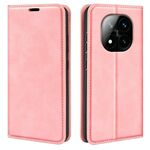 Per Xiaomi Redmi Note 14 Pro+ 5G Retro-skin Custodia in pelle con ventosa magnetica (rosa)