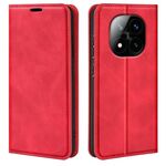 Per Xiaomi Redmi Note 14 Pro+ 5G Retro-skin Custodia in pelle con ventosa magnetica (rosso)
