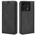 Per Xiaomi 14T Retro-skin Custodia in pelle con ventosa magnetica (nero)