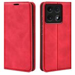 Per Xiaomi 14T Pro Retro-skin Custodia per telefono in pelle con ventosa magnetica (rosso)