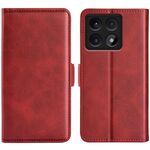 Per Xiaomi 14T Custodia per telefono in pelle con fibbia magnetica orizzontale a doppio lato (rosso)