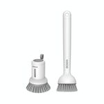 2 pezzi/set ecoco Pentola Spazzola per lavare i piatti Manico corto comprimibile + Manico lungo Spazzola girevole per lavare i piatti (bianco semplice)