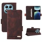 Per Redmi Note 14 Pro 4G Custodia in pelle con chiusura magnetica (marrone)