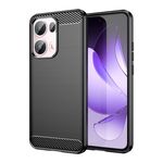 Per OPPO Reno13 Pro Custodia per telefono in TPU con texture spazzolata in fibra di carbonio globale (nero)