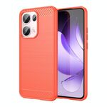 Per OPPO Reno13 Pro Custodia per telefono in TPU con texture spazzolata in fibra di carbonio globale (rosso)