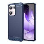 Per OPPO Reno13 Pro Custodia per telefono in TPU con texture spazzolata in fibra di carbonio globale (blu)