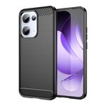Per OPPO Reno13 Custodia per telefono in TPU con texture spazzolata in fibra di carbonio globale (nero)