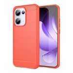 Per OPPO Reno13 Custodia per telefono in TPU con texture spazzolata in fibra di carbonio globale (rosso)