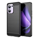 Per OPPO Reno13 F 5G Custodia per telefono in TPU con texture spazzolata in fibra di carbonio (nero)