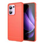 Per OPPO Reno13 F 5G Custodia per telefono in TPU con texture spazzolata in fibra di carbonio (rosso)