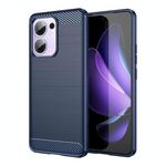 Per OPPO Reno13 F 5G Custodia per telefono in TPU con texture spazzolata in fibra di carbonio (blu)