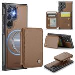 Per Samsung Galaxy S25 Ultra 5G JEEHOOD J05 Custodia per telefono in pelle RFID stile magnetico aziendale (marrone)