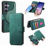 Per Samsung Galaxy S25 5G CaseNeo MagSafe RFID Antifurto Retro Custodia in Pelle per Telefono (Verde)