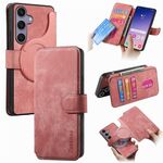 Per Samsung Galaxy S25 5G CaseNeo MagSafe RFID Anti-furto Custodia in pelle retrò per telefono (rosa)
