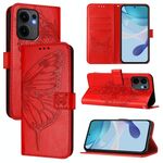 Per OPPO Reno13 F 5G Custodia per telefono in pelle con motivo a farfalla in rilievo globale (rosso)