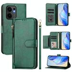 Per OPPO Reno13 F 5G Multi-Card Slots Zipper Wallet Custodia in pelle per telefono (verde)