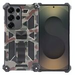 Per Samsung Galaxy S25 Ultra 5G Camouflage Armor Kickstand TPU Hybrid PC Magnetic Phone Case (verde militare)
