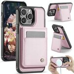 Per iPhone 12 Pro Max JEEHOOD J06 Custodia per telefono in PU con porta carte RFID MagSafe in stile britannico (rosa)