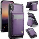 Per iPhone X / XS JEEHOOD J06 British Style RFID MagSafe Card Bag PU Custodia per telefono (viola)
