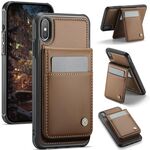 Per iPhone XS Max JEEHOOD J06 British Style RFID MagSafe Card Bag PU Custodia per telefono (marrone)