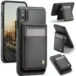 Per iPhone XS Max JEEHOOD J06 British Style RFID MagSafe Card Bag PU Custodia per telefono (nero)