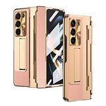 Per Samsung Galaxy Z Fold5 5G Custodia integrata per telefono a copertura totale con cerniera (oro + rosa)