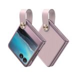 Per Motorola Razr 40 Ultra Custodia per telefono in pelle con cinturino da polso (oro rosa)