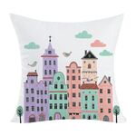 Federa per cuscino per divano stampata a forma di castello, senza stampa centrale su richiesta, dimensioni: 35x35 cm (velluto color pesca)