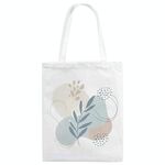 Borsa in tela stampata con foglie fresche, stampa su richiesta, dimensioni: 25x20 cm (bianco)