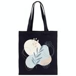Borsa in tela stampata con foglie fresche, stampa su richiesta, dimensioni: 25x20 cm (nero)