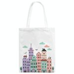Borsa in tela stampata con castello, stampa su richiesta, dimensioni: 25x20 cm (bianco)