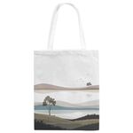 Stampa su tela con paesaggio su borsa a mano su richiesta, dimensioni: 25x20 cm (bianco)