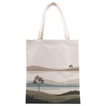 Stampa su tela con stampa di paesaggi su borsa a richiesta, dimensioni: 25x20 cm (beige)