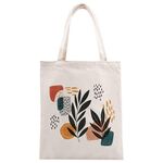 Stampa su tela con foglie astratte per borsetta, su richiesta, dimensioni: 25x20 cm (beige)