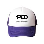 Cappello con visiera in spugna stampata POD con stampa a richiesta (viola)