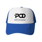 Cappello con visiera in spugna stampata POD con stampa a richiesta (blu)