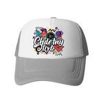 Cappello con visiera in spugna con stampa graffiti e stampa su richiesta (grigio)