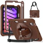 Per iPad mini 2024 / mini 6 Custodia per tablet PC ibrida in silicone con supporto rotante (cioccolato)