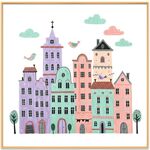 Dipinto decorativo del castello con cornice in lega di alluminio, stampa su richiesta, dimensioni: 20x20 cm