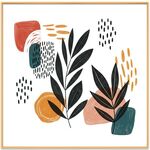 Quadro decorativo con foglie astratte con cornice in lega di alluminio, stampa su richiesta, dimensioni: 70x70 cm