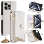 Per iPhone 16 Pro Crossbody Chain Fishtail Litchi Custodia per telefono in pelle (bianco)