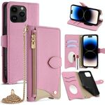 Per iPhone 14 Pro Crossbody Chain Fishtail Litchi Custodia per telefono in pelle (rosa)