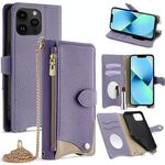 Per iPhone 13 Pro Crossbody Chain Fishtail Litchi Custodia per telefono in pelle (grigio)