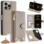Per iPhone 12 Pro Max Crossbody Chain Fishtail Litchi Custodia per telefono in pelle (grigio)