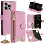 Per iPhone 12 Pro Max Custodia a tracolla in pelle Litchi a coda di pesce con catena a tracolla (rosa)