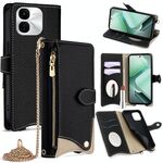 Per vivo iQOO Z9x Crossbody Chain Fishtail Litchi Custodia in pelle per telefono (nero)